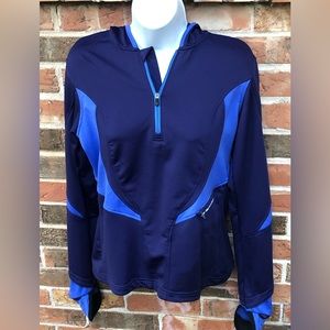 Brooks Woman’s Running Jacket With Hood And Reflective Strips. Woman’s Size Med